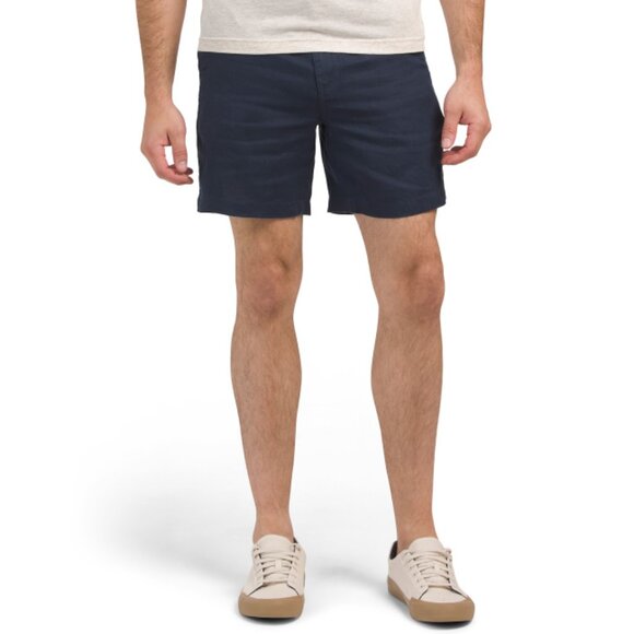 DANIEL HECHTER PARIS Black Iris Linen Tailored Shorts - Picture 1 of 2
